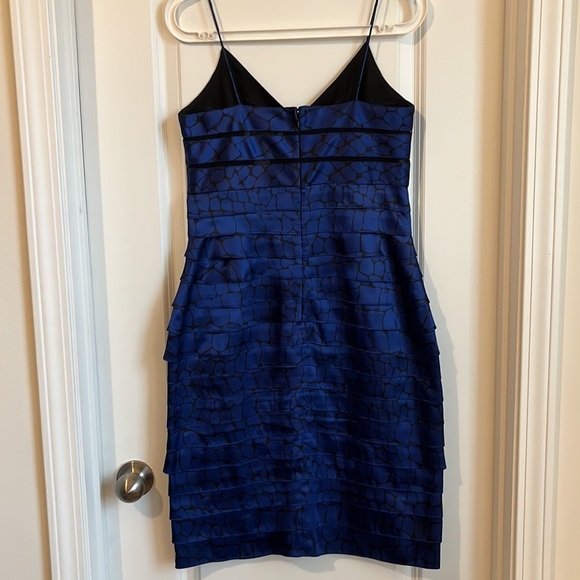 ElizaJ Cocktail Mini Dress, Blue/Black, Sheer Cutout Snake Print Goth Silky - Picture 13 of 13